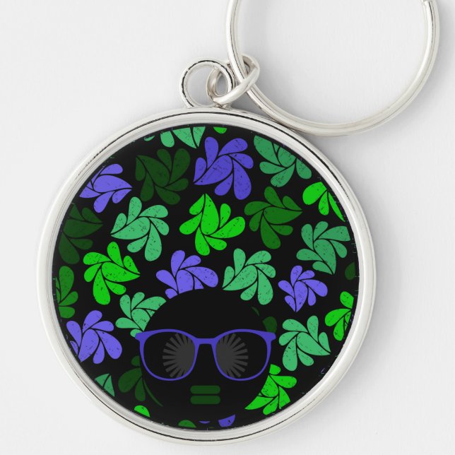 Afro Diva Green & Blue Keychain (Front)