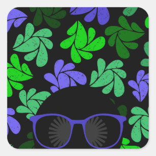 Afro Diva Green & Blue Square Sticker