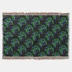 Afro Diva Green & Blue Throw Blanket