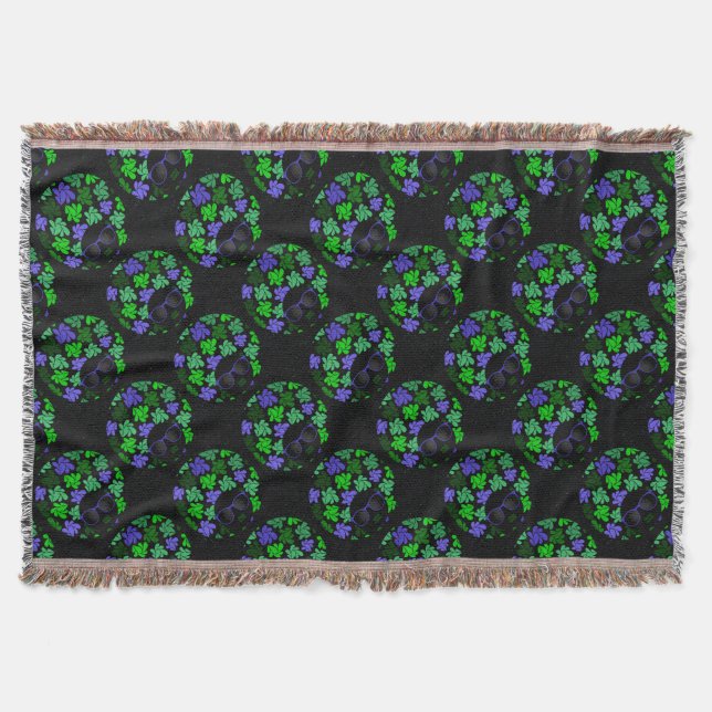 Afro Diva Green & Blue Throw Blanket (Front)