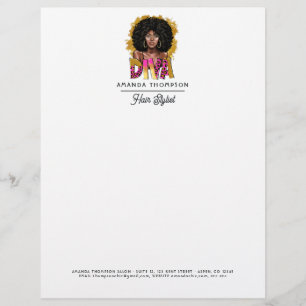 Afro Diva Hair Salon Custom Letterhead