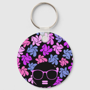 Afro Diva Pink Lavender Blue Key Ring