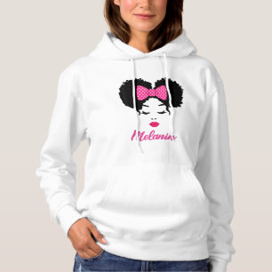 Afro Diva Pink Lips Bow Tie Black Girl Magic Puffs Hoodie