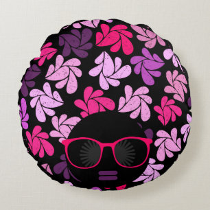 Afro Diva Pink Round Cushion