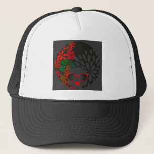 Afro Diva Red Green Slate Black Trucker Hat