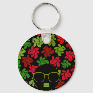 Afro Diva Red Pink Green Key Ring