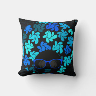 Afro Diva Turquoise Blue & Black Pillow