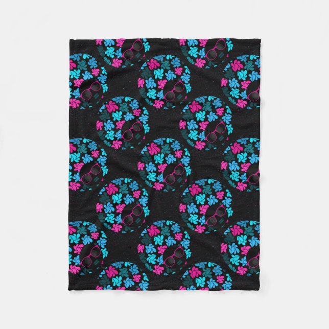 Afro Diva Turquoise & Hot Pink Fleece Blanket (Front)