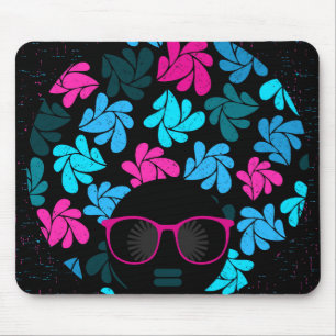 Afro Diva Turquoise & Hot Pink Mouse Mat