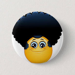 afro emoji 6 cm round badge