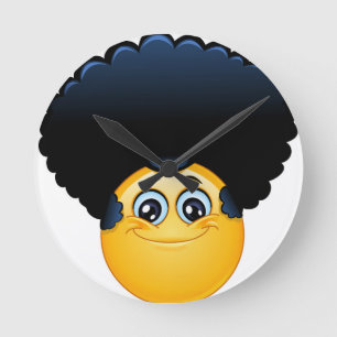 afro emoji round clock