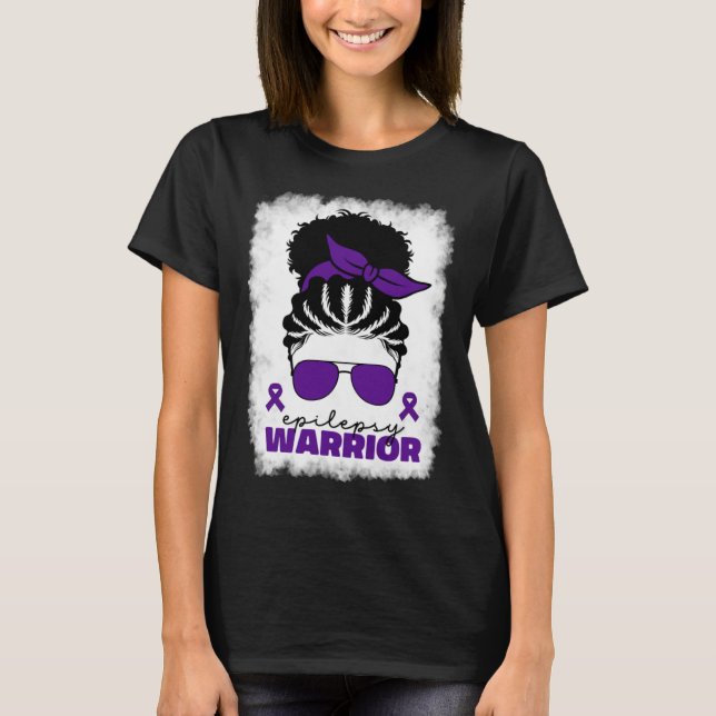 Afro Epilepsy Warrior For Black Women Epilepsy Awa T-Shirt (Front)