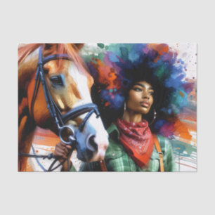 Afro Equestrian Woman - Western Horse Rider II Tissue Paper