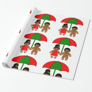 Afro Gingerbread man Christmas Gift wrapping paper