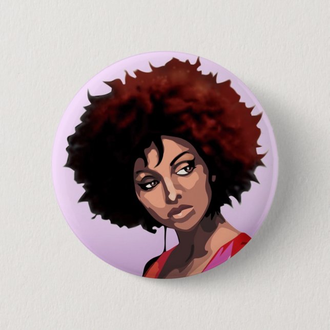 Afro girl 6 cm round badge (Front)