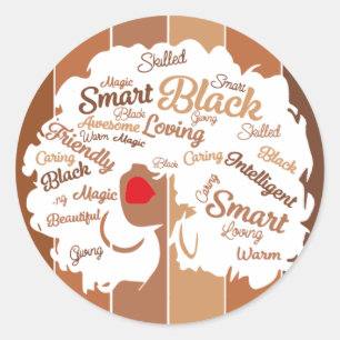 Afro Girl Black Woman African American Classic Round Sticker