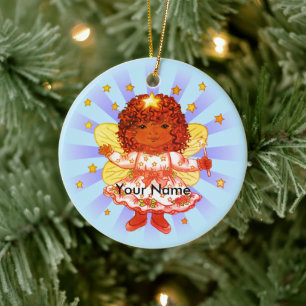 Afro Girl Fairy   Ceramic Tree Decoration