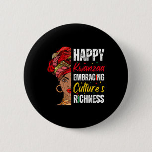 Afro Girl Happy Kwanzaa African American Heritage  6 Cm Round Badge