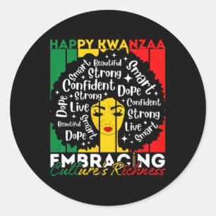 Afro Girl Happy Kwanzaa African American Heritage Classic Round Sticker