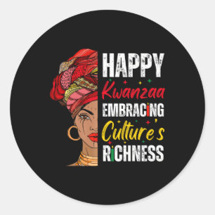 Afro Girl Happy Kwanzaa African American Heritage  Classic Round Sticker