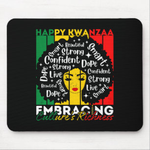 Afro Girl Happy Kwanzaa African American Heritage Mouse Mat