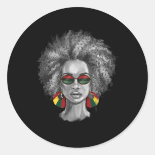 Afro Girl Natural Hair Black Women Art Black Histo Classic Round Sticker