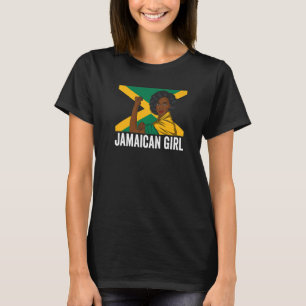 Afro Girl Pride Jamaica Flag Patriotic Jamaican Gi T-Shirt