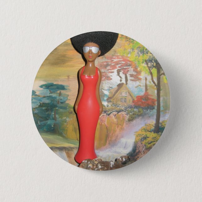 Afro Glam: A Timeless Beauty 6 Cm Round Badge (Front)