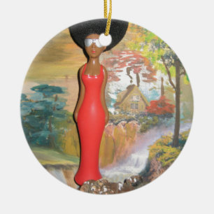 Afro Glam: A Timeless Beauty Ceramic Tree Decoration
