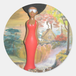 Afro Glam: A Timeless Beauty Classic Round Sticker