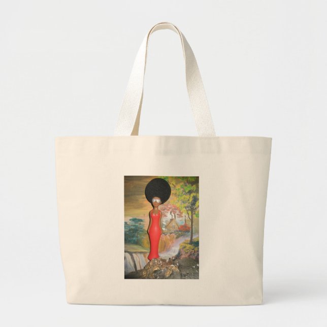 Afro Glam: A Timeless Beauty Large Tote Bag (Front)