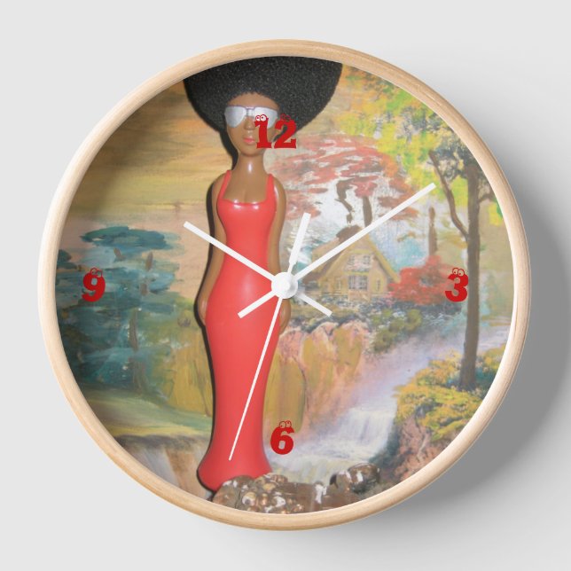 Afro Glam: A Timeless Beauty Wall Clock (Front)