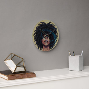 Afro Glow Round Wall Clock