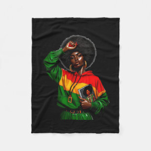 Afro Gril Africa Colour - Black History Month Stic Fleece Blanket