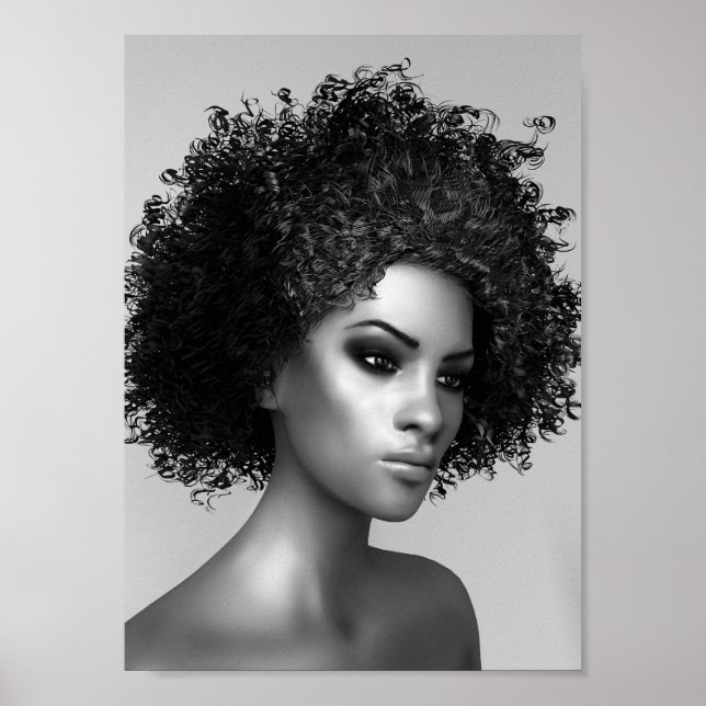 Afro Hair 3D Illustration Poster (Front)