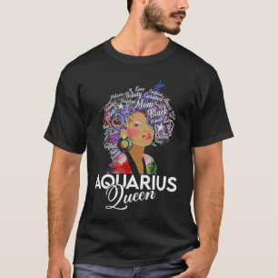 Afro Hair Aquarius Queen Birthday January 20 Febru T-Shirt