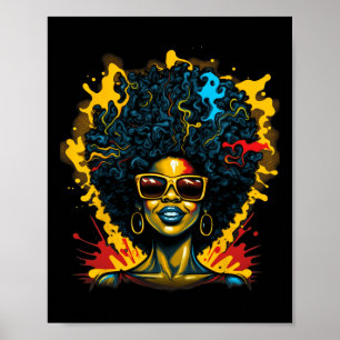 Afro Hair Drug Queen Black History Magic Girl Woma Poster