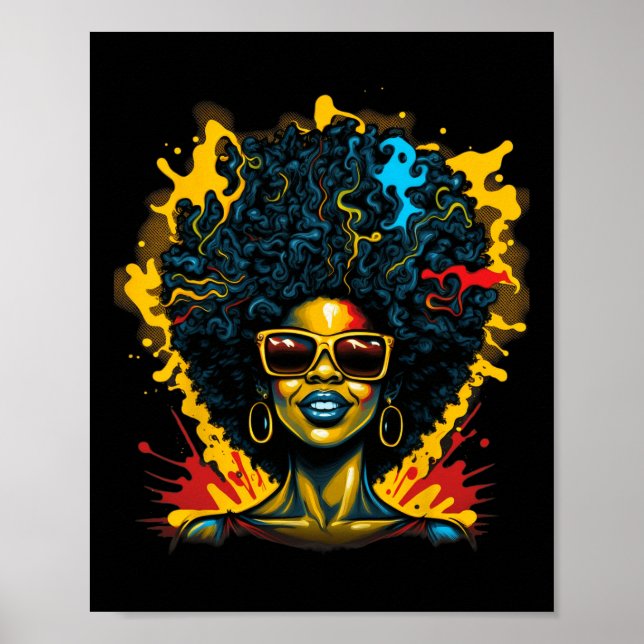 Afro Hair Drug Queen Black History Magic Girl Woma Poster (Front)