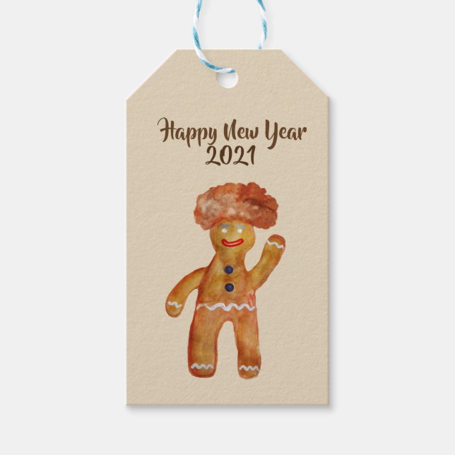 Afro Hair Gingerbread Man   Custom Gift Tag (Front)
