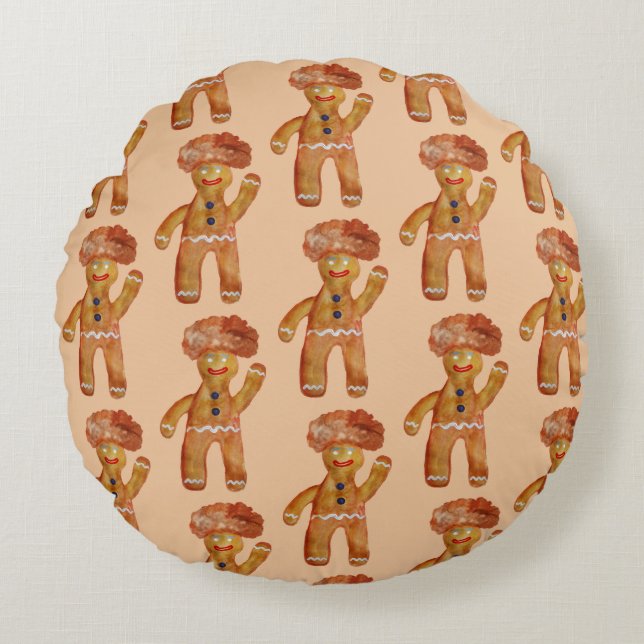 Afro Hair Gingerbread Man throw cushion (Front)