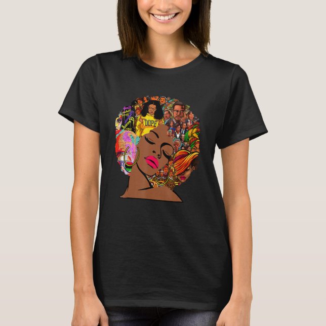 Afro Hair Melanin Black History Month Black Histor T-Shirt (Front)