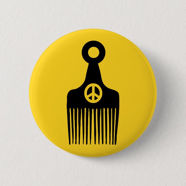 Afro Hair Peace 6 Cm Round Badge (Front)