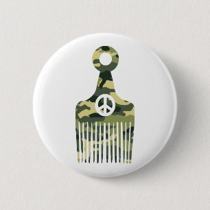 Afro Hair Peace Camo 6 Cm Round Badge