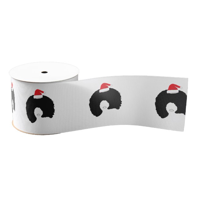 Afro Hair Santa hat Grosgrain Ribbon (Spool)