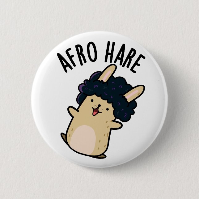 Afro Hare Funny Rabbit With Afro Pun  6 Cm Round Badge (Front)