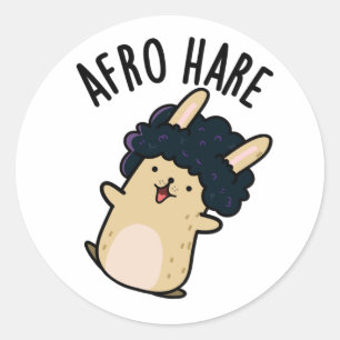 Afro Hare Funny Rabbit With Afro Pun  Classic Round Sticker