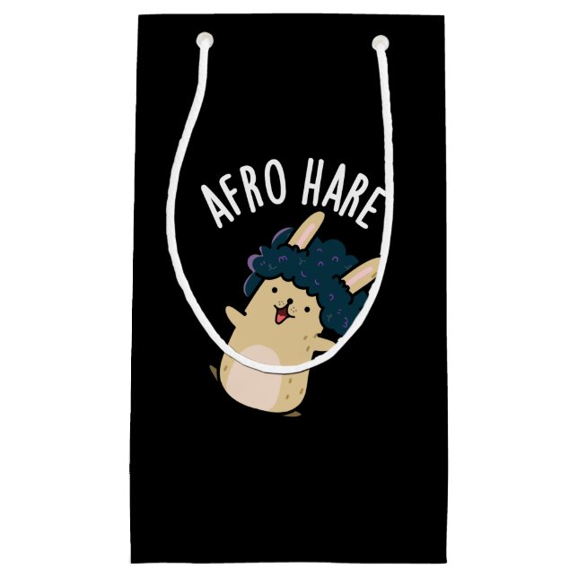 Afro Hare Funny Rabbit With Afro Pun Dark BG Small Gift Bag (Front)