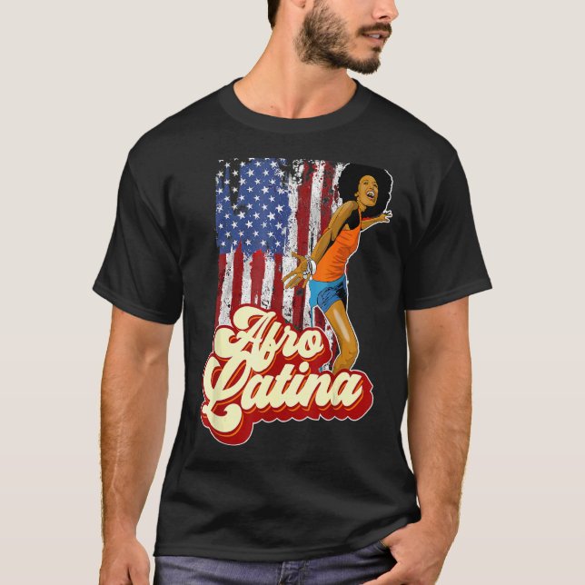 Afro Latina America Flag Afro Latin Pride Tee (Front)