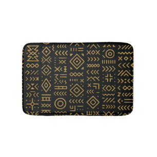 Afro Luxe Black & Gold Tribal Bath Mat