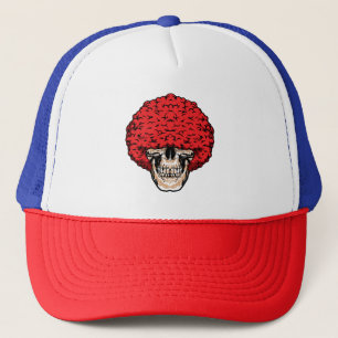 Afro-Man's Skull: Abundant Curly Red Hair Trucker Hat